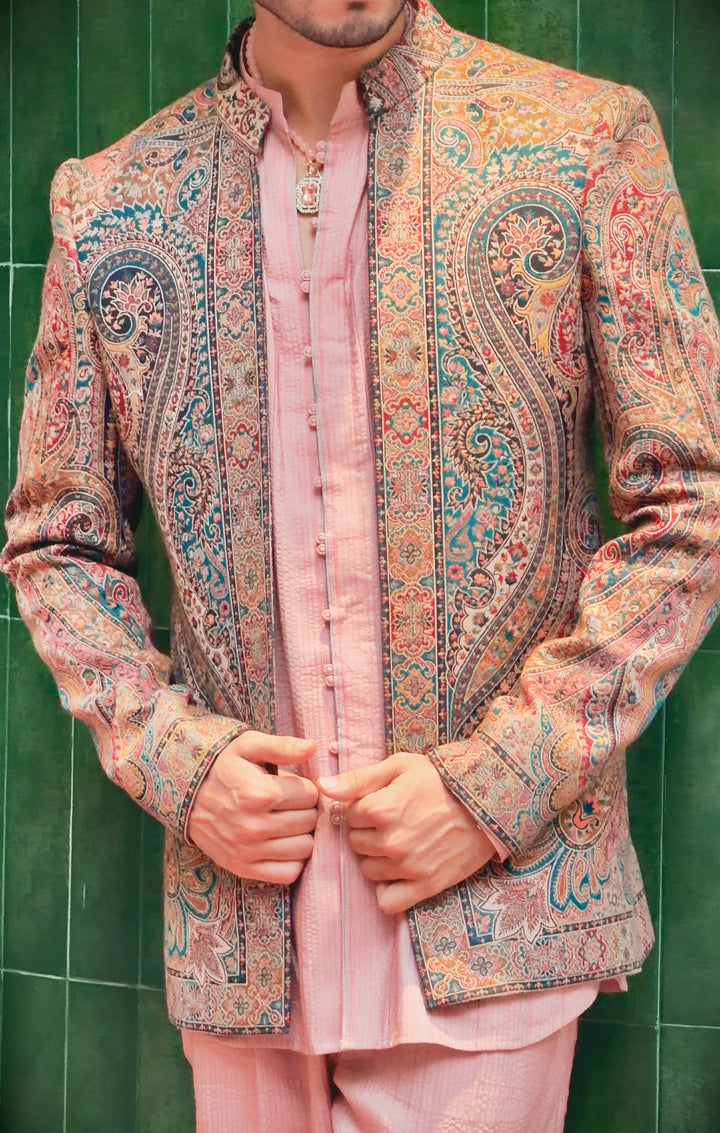 Blush Heritage Pashmina Open Indo-Western Set