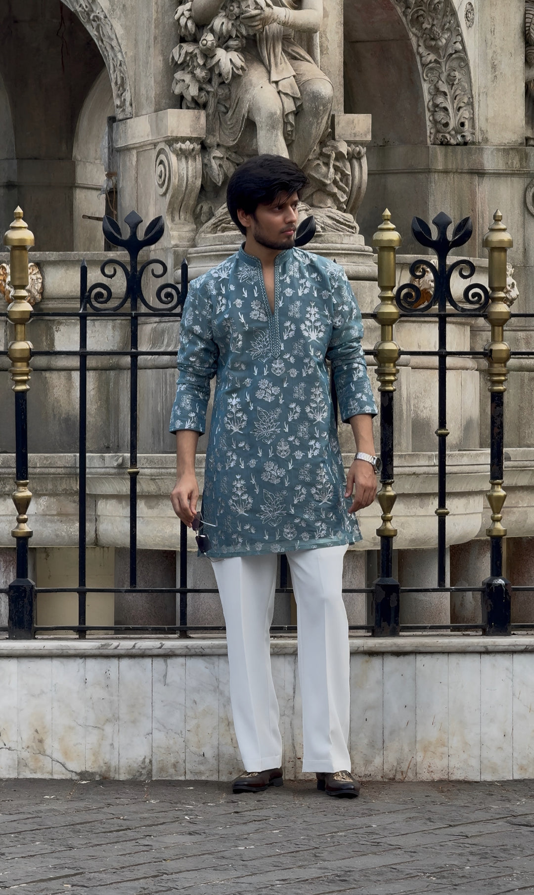 Sage Mist Floral Kurta Set