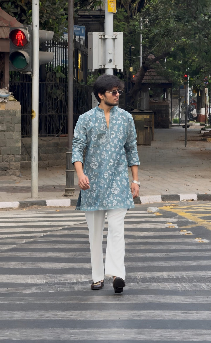 Sage Mist Floral Kurta Set
