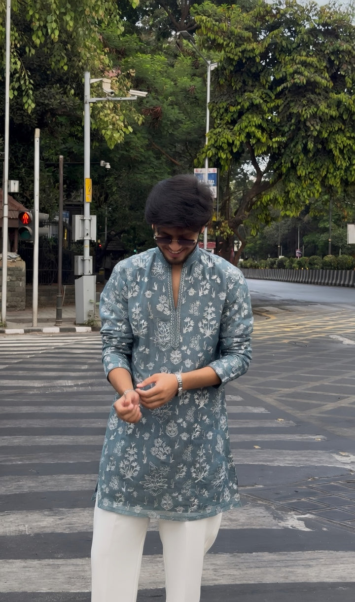 Sage Mist Floral Kurta Set