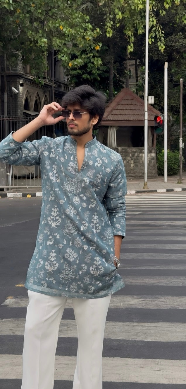 Sage Mist Floral Kurta Set