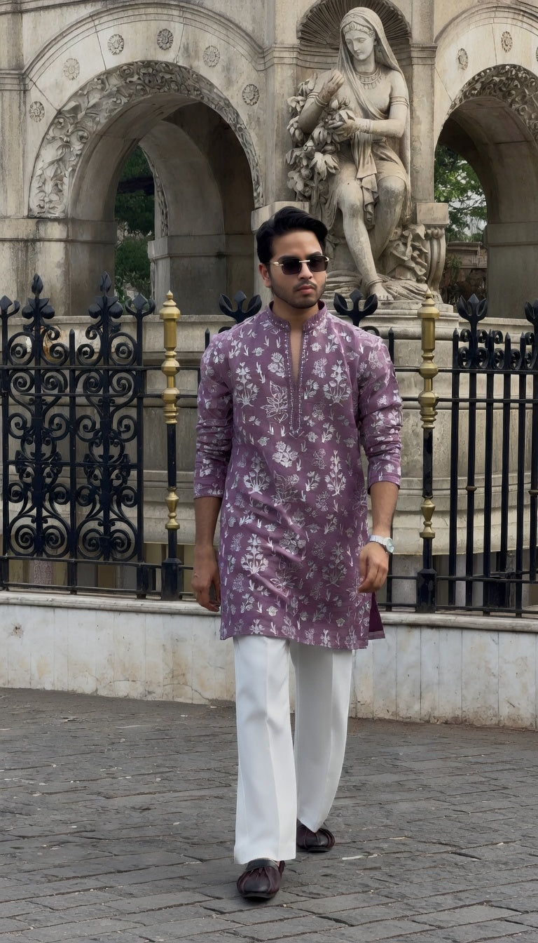 Sage Mist Floral Kurta Set