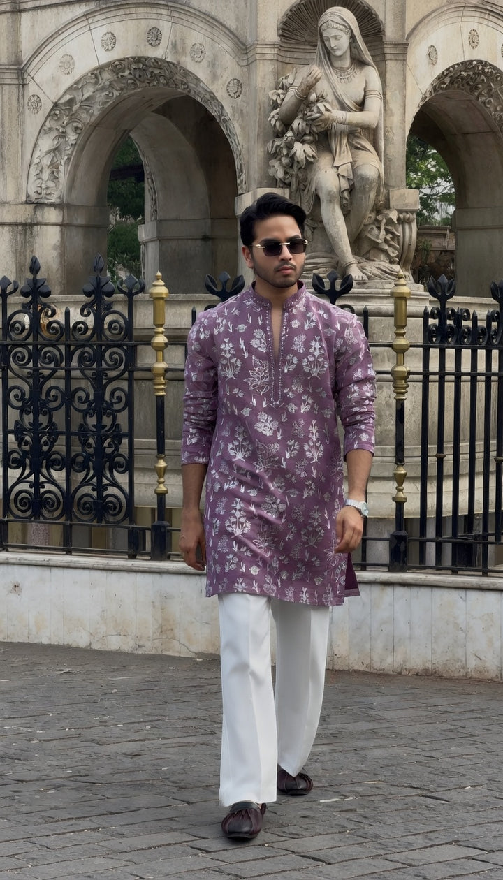 Sage Mist Floral Kurta Set