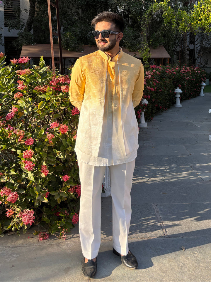 Golden Aura Kurta Jacket Set