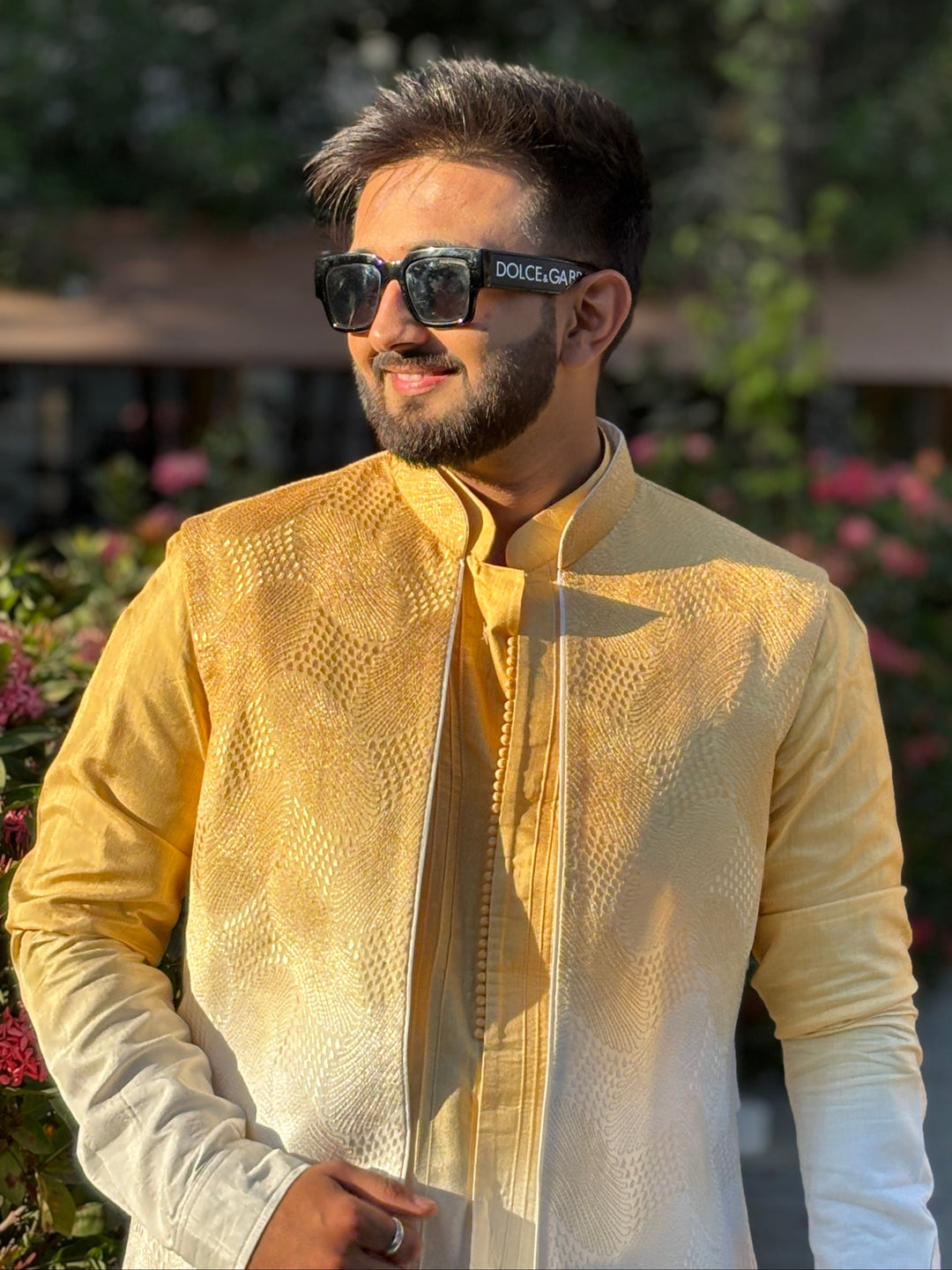 Golden Aura Kurta Jacket Set