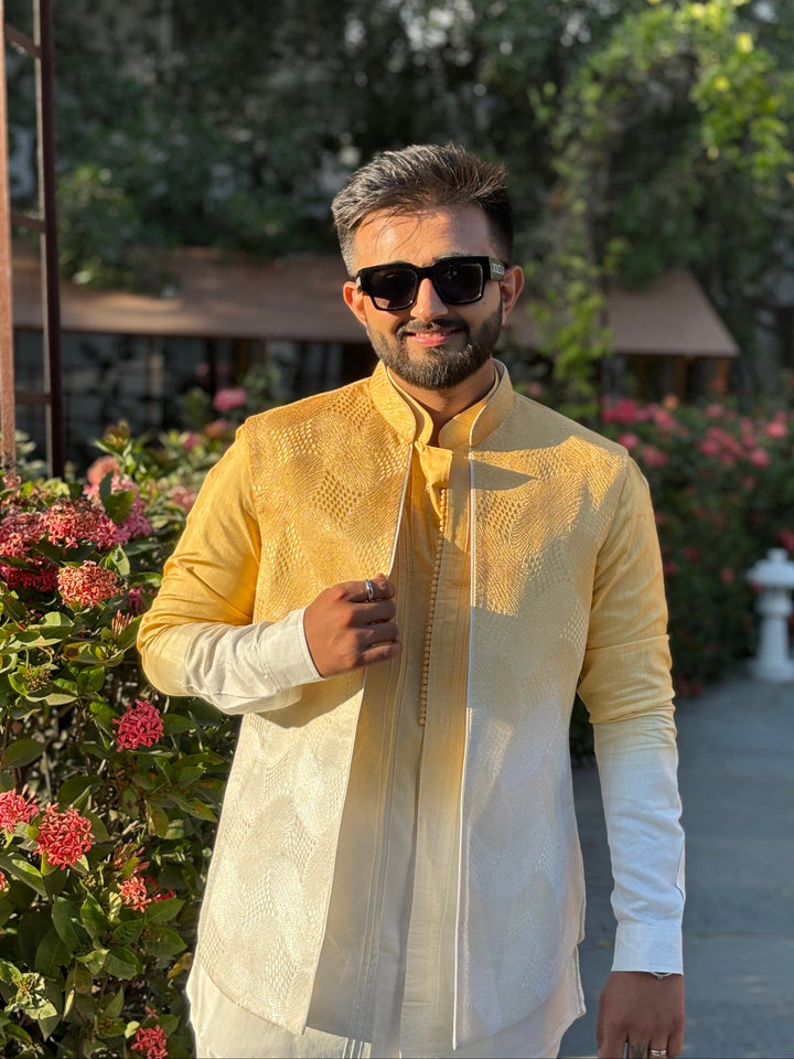 Golden Aura Kurta Jacket Set