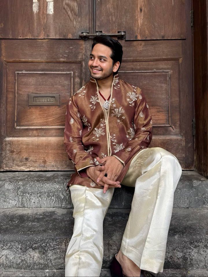 Bronze Blossom Jacket Kurta Set