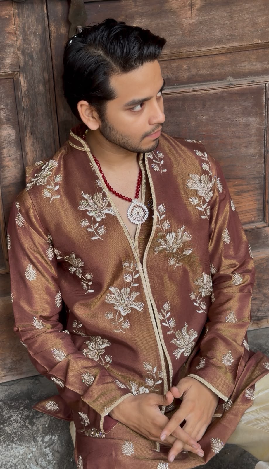 Bronze Blossom Jacket Kurta Set