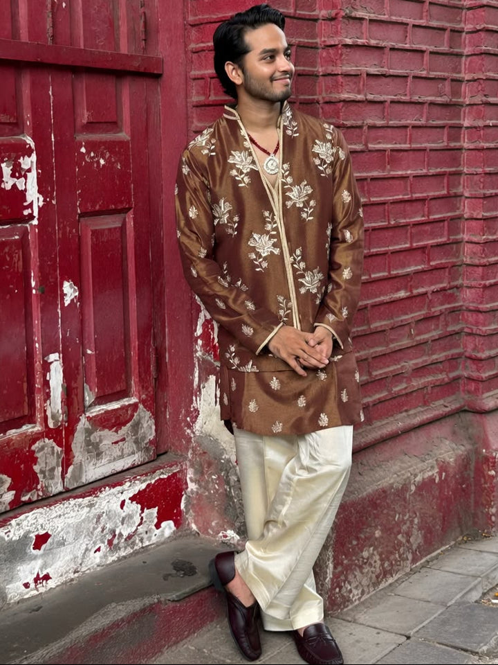 Bronze Blossom Jacket Kurta Set