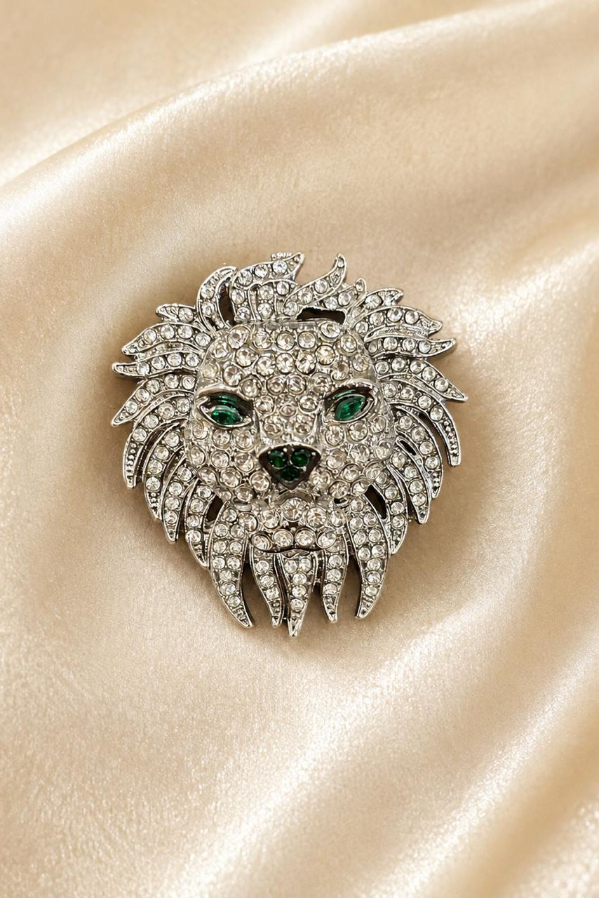 Emerald Lion Brooch